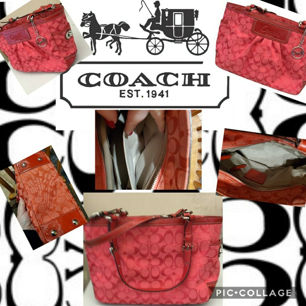 Coach Gallery Pleated Purse Cherry Red